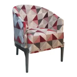 Paget Victor Fauteuil tonneau Art déco en tissu et bois de hêtre><noscript><img width=