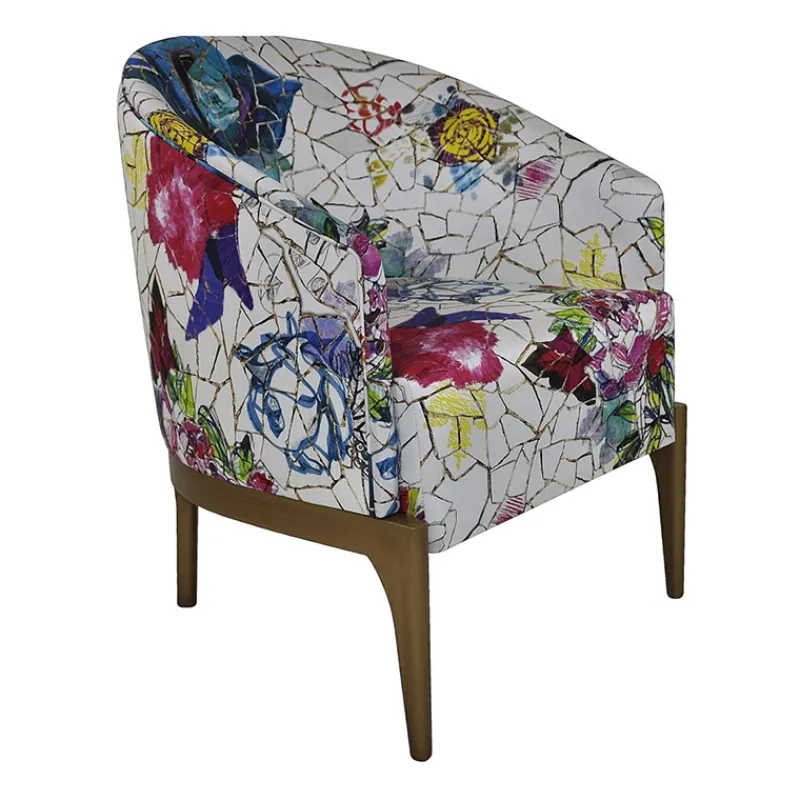 Paget Victor Fauteuil tonneau Art déco en tissu et bois de hêtre> Fauteuil De Salon