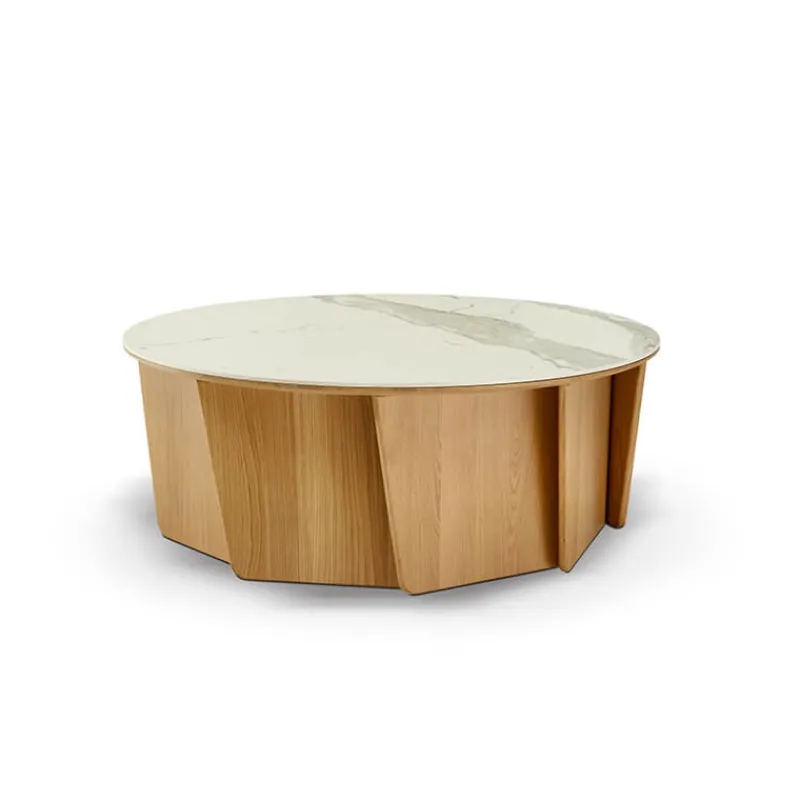 Dasras Volute Table basse ronde en bois et céramique> Table De Salon