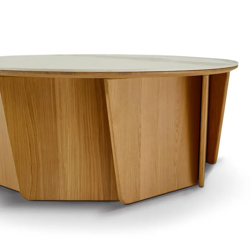 Dasras Volute Table basse ronde en bois et céramique> Table De Salon