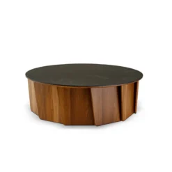 Dasras Volute Table basse ronde en bois et céramique><noscript><img width=