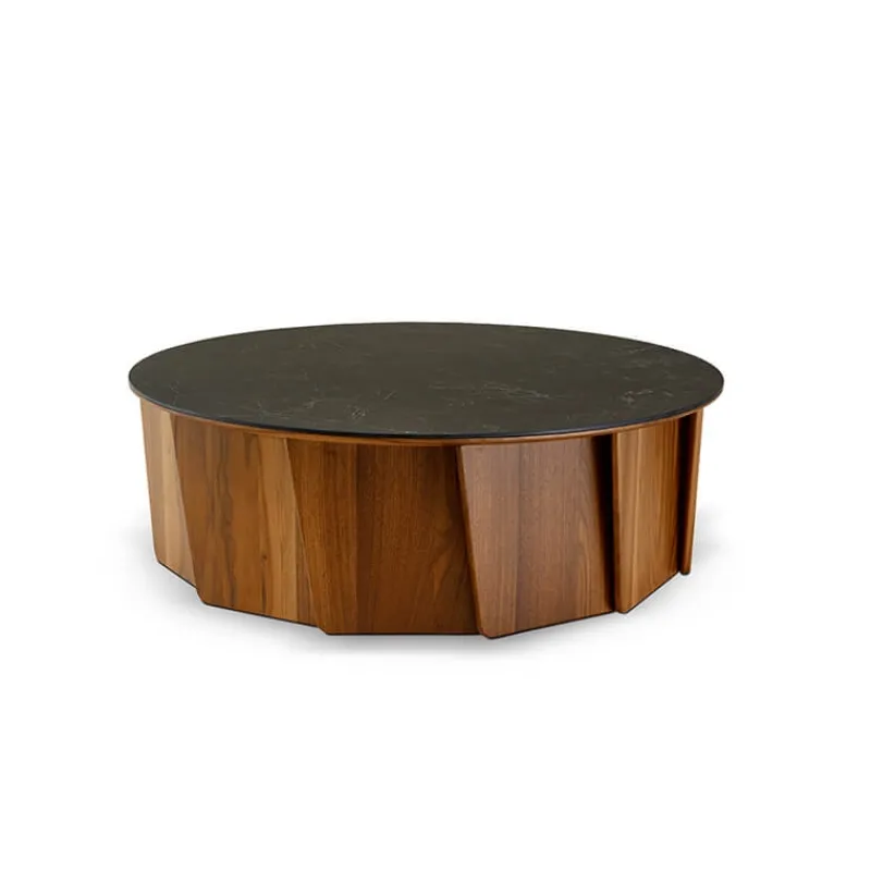 Dasras Volute Table basse ronde en bois et céramique> Table De Salon