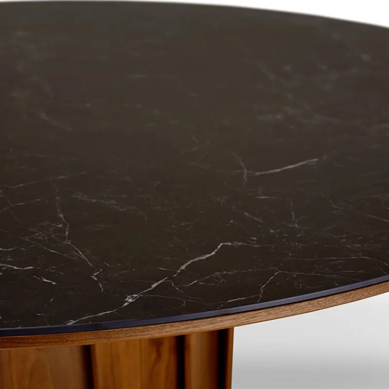 Dasras Volute Table ronde en bois et céramique design> Table De Salle à Manger