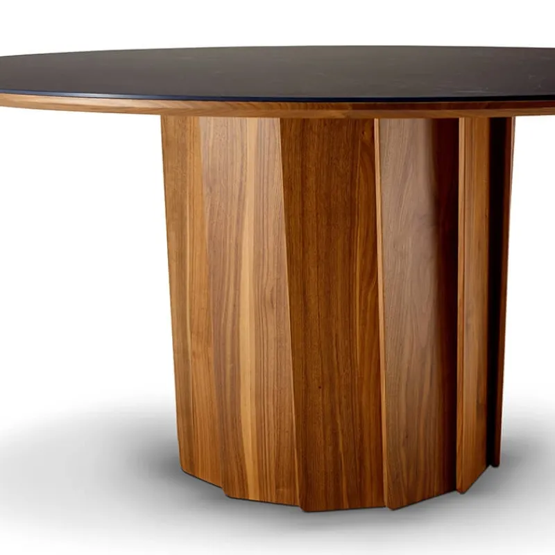 Dasras Volute Table ronde en bois et céramique design> Table De Salle à Manger