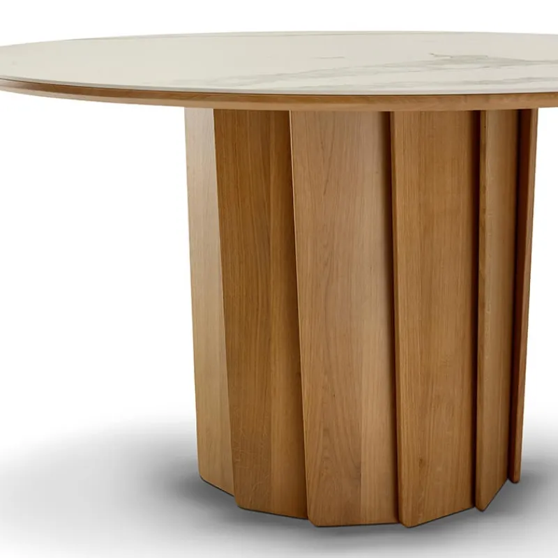 Dasras Volute Table ronde en bois et céramique design> Table De Salle à Manger