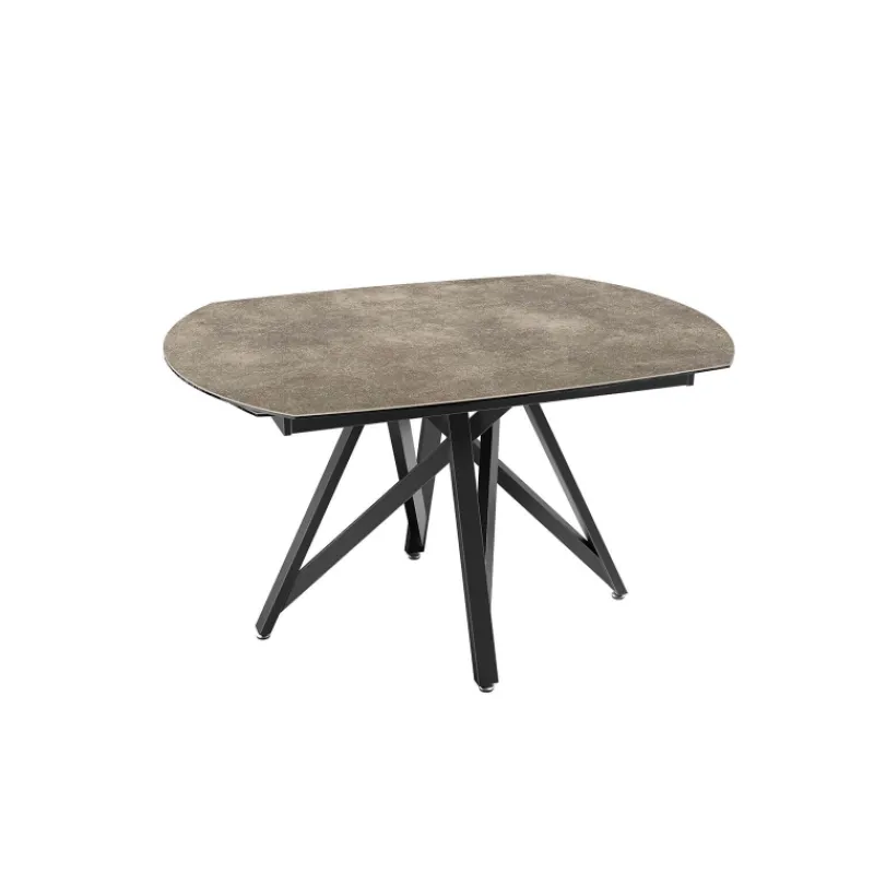 Akante WarholTable moderne en céramique extensible avec pied central design en métal noir> Table De Salle à Manger
