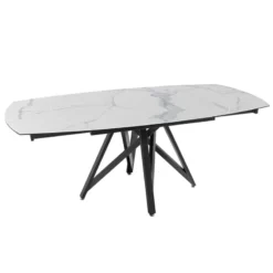 Akante WarholTable moderne en céramique extensible avec pied central design en métal noir><noscript><img width=