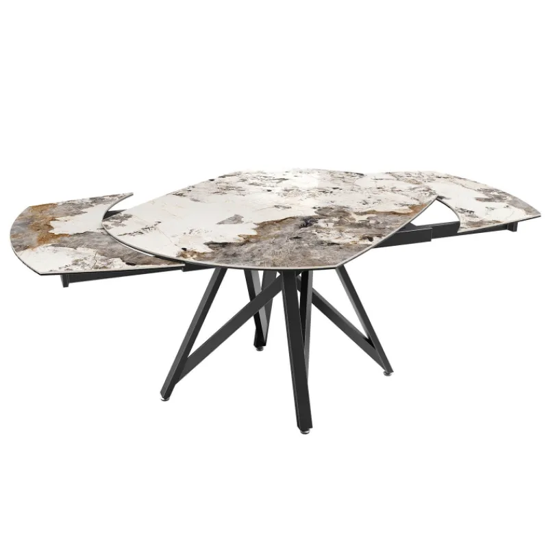 Akante WarholTable moderne en céramique extensible avec pied central design en métal noir> Table De Salle à Manger