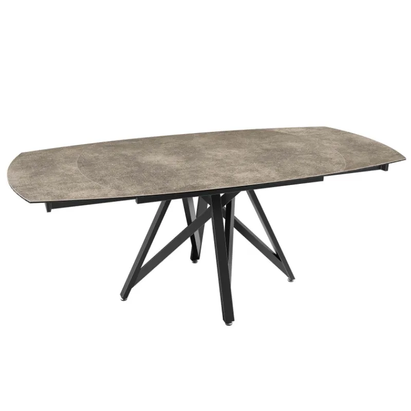 Akante WarholTable moderne en céramique extensible avec pied central design en métal noir> Table De Salle à Manger