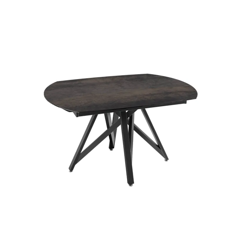 Akante WarholTable moderne en céramique extensible avec pied central design en métal noir> Table De Salle à Manger