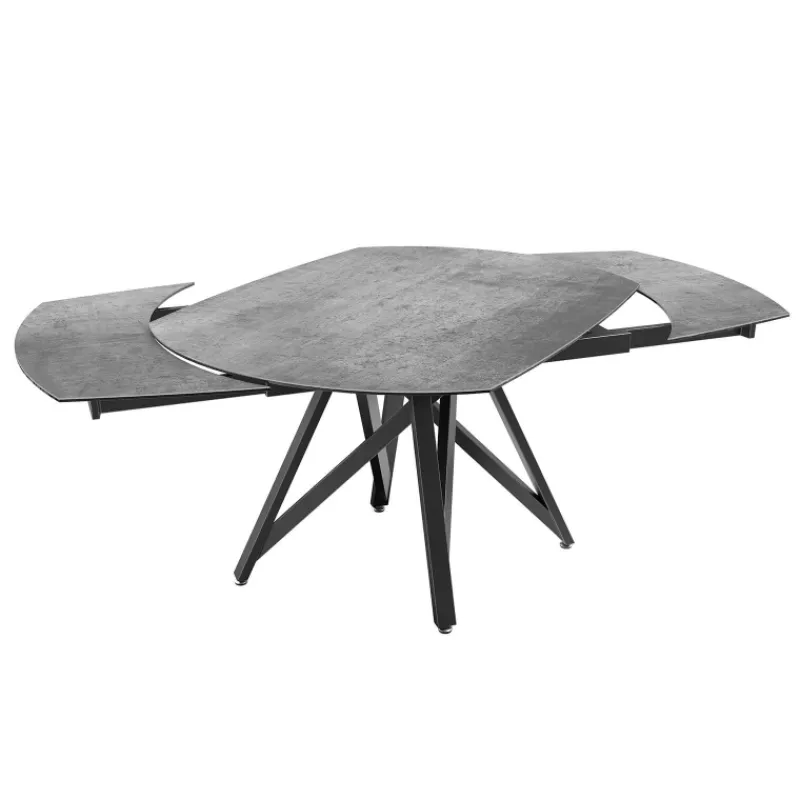Akante WarholTable moderne en céramique extensible avec pied central design en métal noir> Table De Salle à Manger
