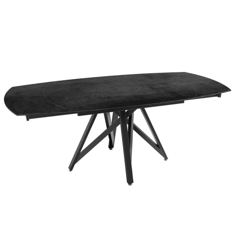 Akante WarholTable moderne en céramique extensible avec pied central design en métal noir> Table De Salle à Manger