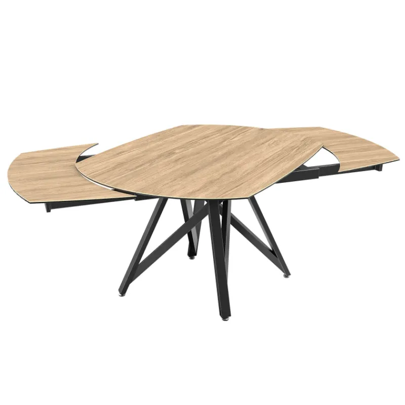 Akante WarholTable moderne en céramique extensible avec pied central design en métal noir> Table De Salle à Manger
