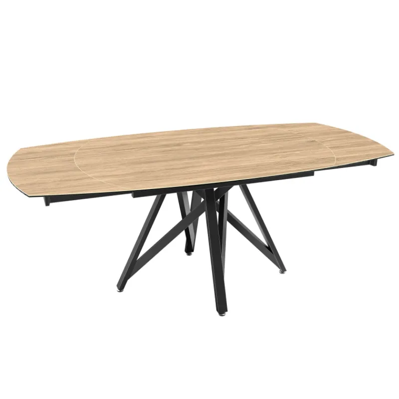 Akante WarholTable moderne en céramique extensible avec pied central design en métal noir> Table De Salle à Manger