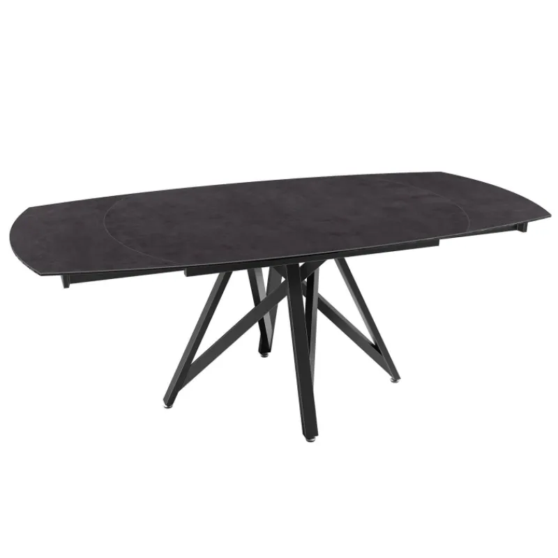 Akante WarholTable moderne en céramique extensible avec pied central design en métal noir> Table De Salle à Manger