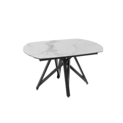Akante WarholTable moderne en céramique extensible avec pied central design en métal noir><noscript><img width=