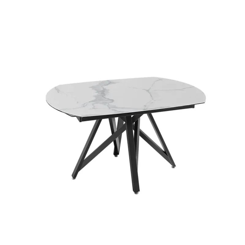 Akante WarholTable moderne en céramique extensible avec pied central design en métal noir> Table De Salle à Manger