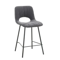 WilliamTabouret cosy en tissu avec pieds en métal noir> Tabouret Snack (assise +/- 65 Cm)|Tabouret De Bar (assise +/- 80 Cm)