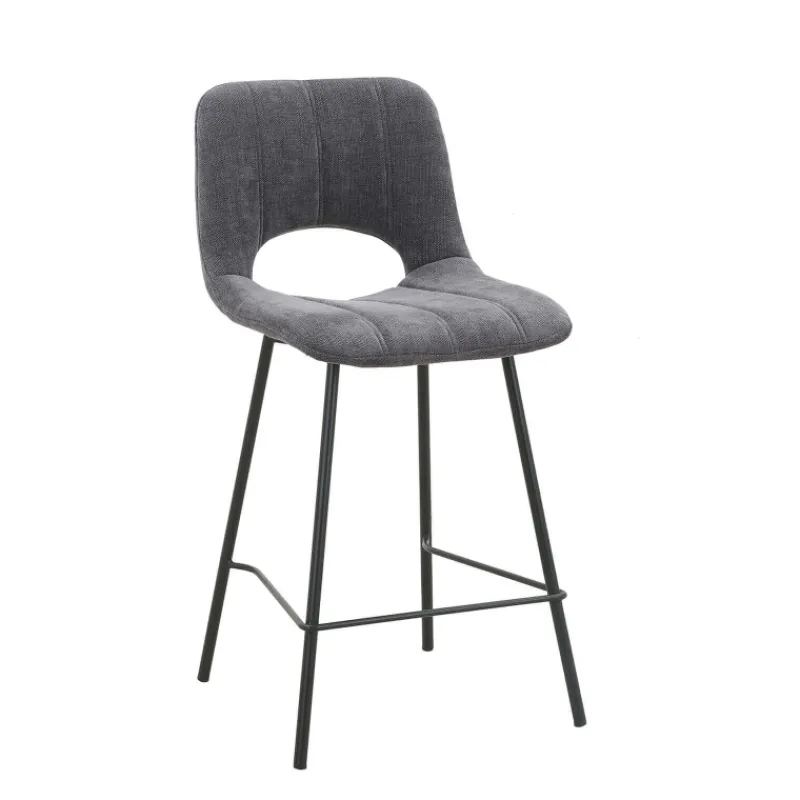 WilliamTabouret cosy en tissu avec pieds en métal noir> Tabouret Snack (assise +/- 65 Cm)|Tabouret De Bar (assise +/- 80 Cm)