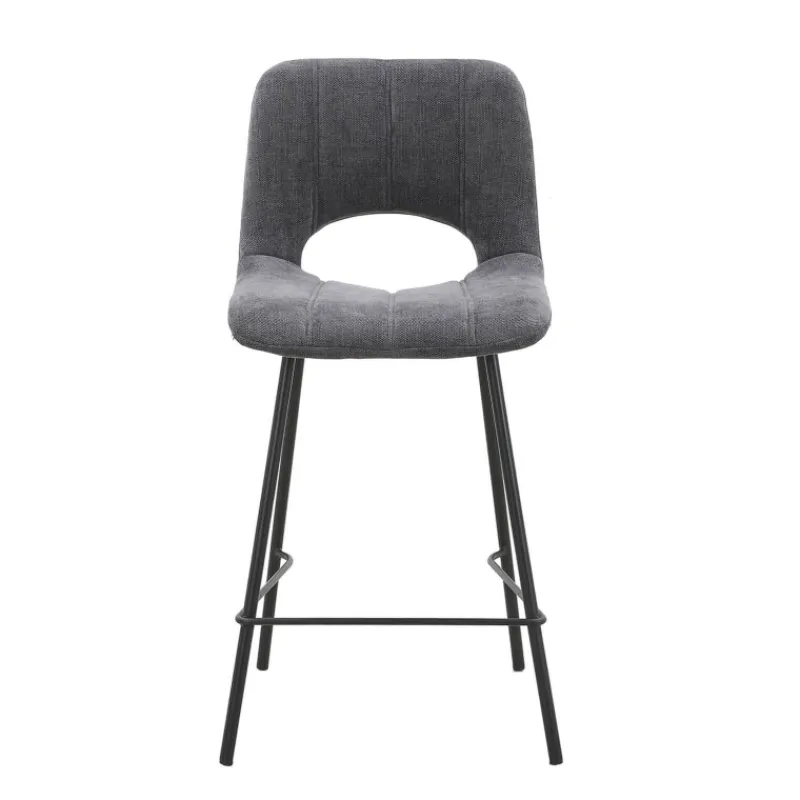 WilliamTabouret cosy en tissu avec pieds en métal noir> Tabouret Snack (assise +/- 65 Cm)|Tabouret De Bar (assise +/- 80 Cm)