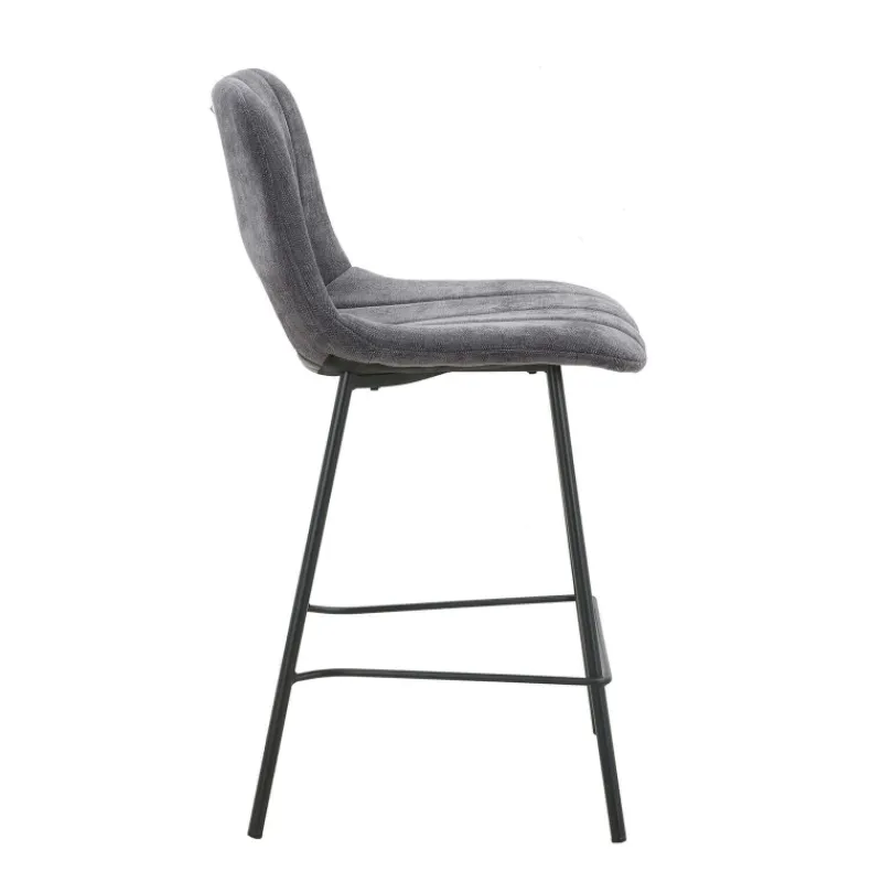 WilliamTabouret cosy en tissu avec pieds en métal noir> Tabouret Snack (assise +/- 65 Cm)|Tabouret De Bar (assise +/- 80 Cm)