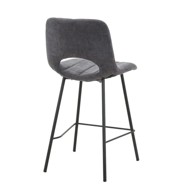 WilliamTabouret cosy en tissu avec pieds en métal noir> Tabouret Snack (assise +/- 65 Cm)|Tabouret De Bar (assise +/- 80 Cm)