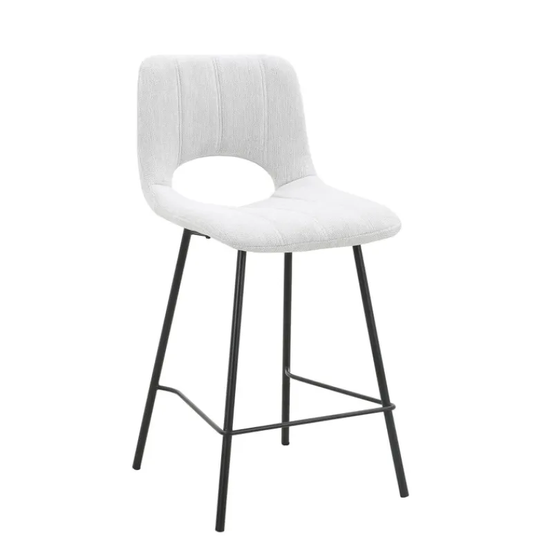 WilliamTabouret cosy en tissu avec pieds en métal noir> Tabouret Snack (assise +/- 65 Cm)|Tabouret De Bar (assise +/- 80 Cm)