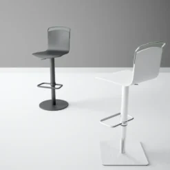 Cancio Win Tabouret design réglable et pivotant métal chromé et bois><noscript><img width=