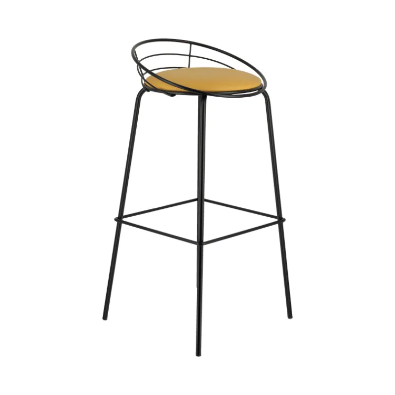 Carrier Yaël ® Tabouret haut français rembourré en métal et simili> Tabouret Hauteur Sur-mesure|Tabouret Snack (assise +/- 65 Cm)