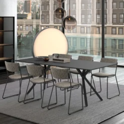 Perfecta Zoom Chaise de salle à manger épurée en tissu pieds en traîneau><noscript><img width=